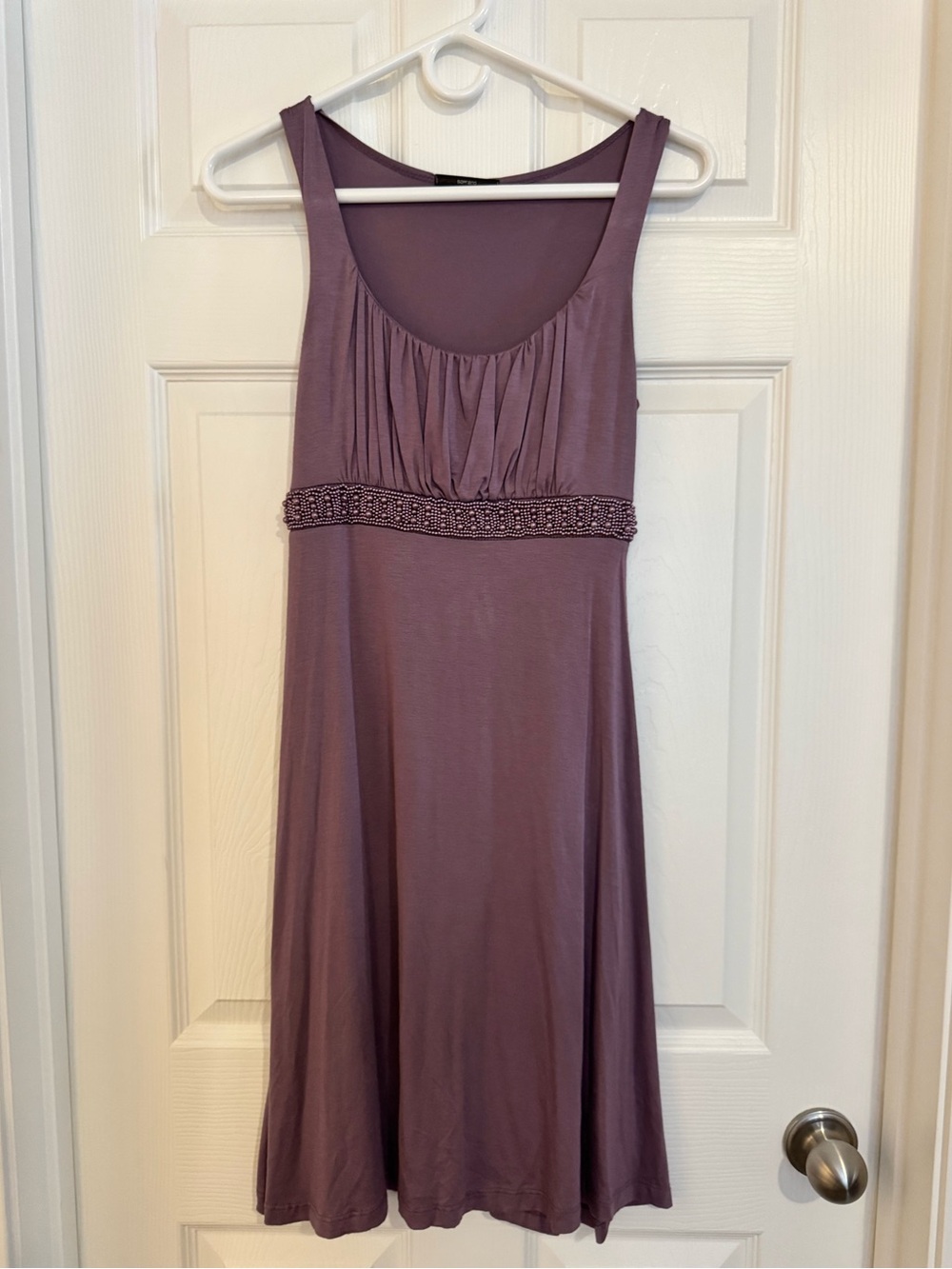 NWOT Soprano Sleeveless Mauve Empire-Waist Dress with Beaded Trim